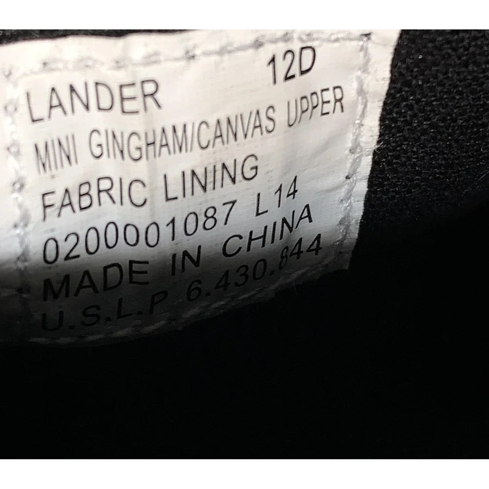 Polo Ralph Lauren Lander Boat Shoes Mens Size 12 Black Gingham Canvas Casual